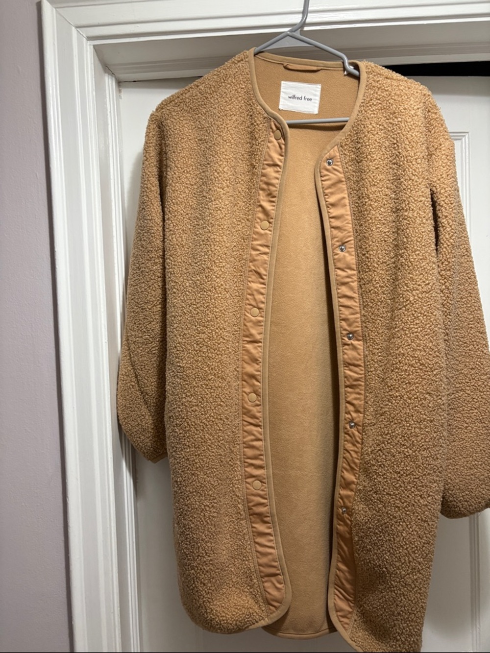 Aritzia Camel Teddy Snap-Front Jacket